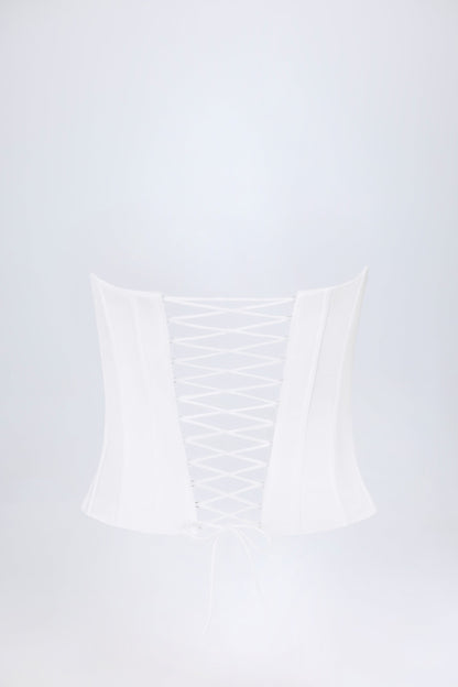Lace-Up Corset Top in White