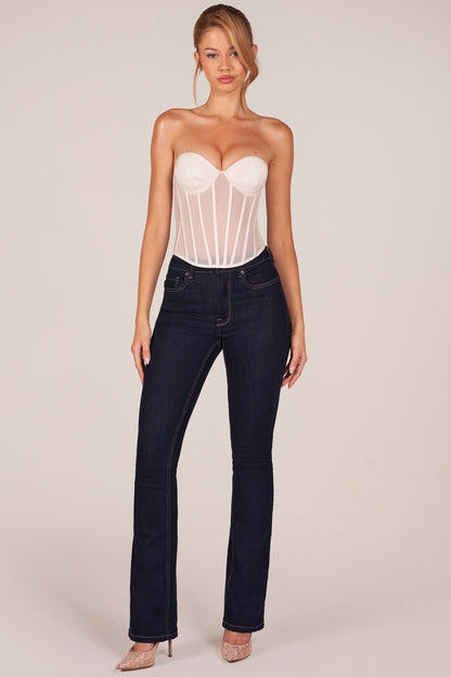 Bandeau Lace-Up Corset Top  in Ivory