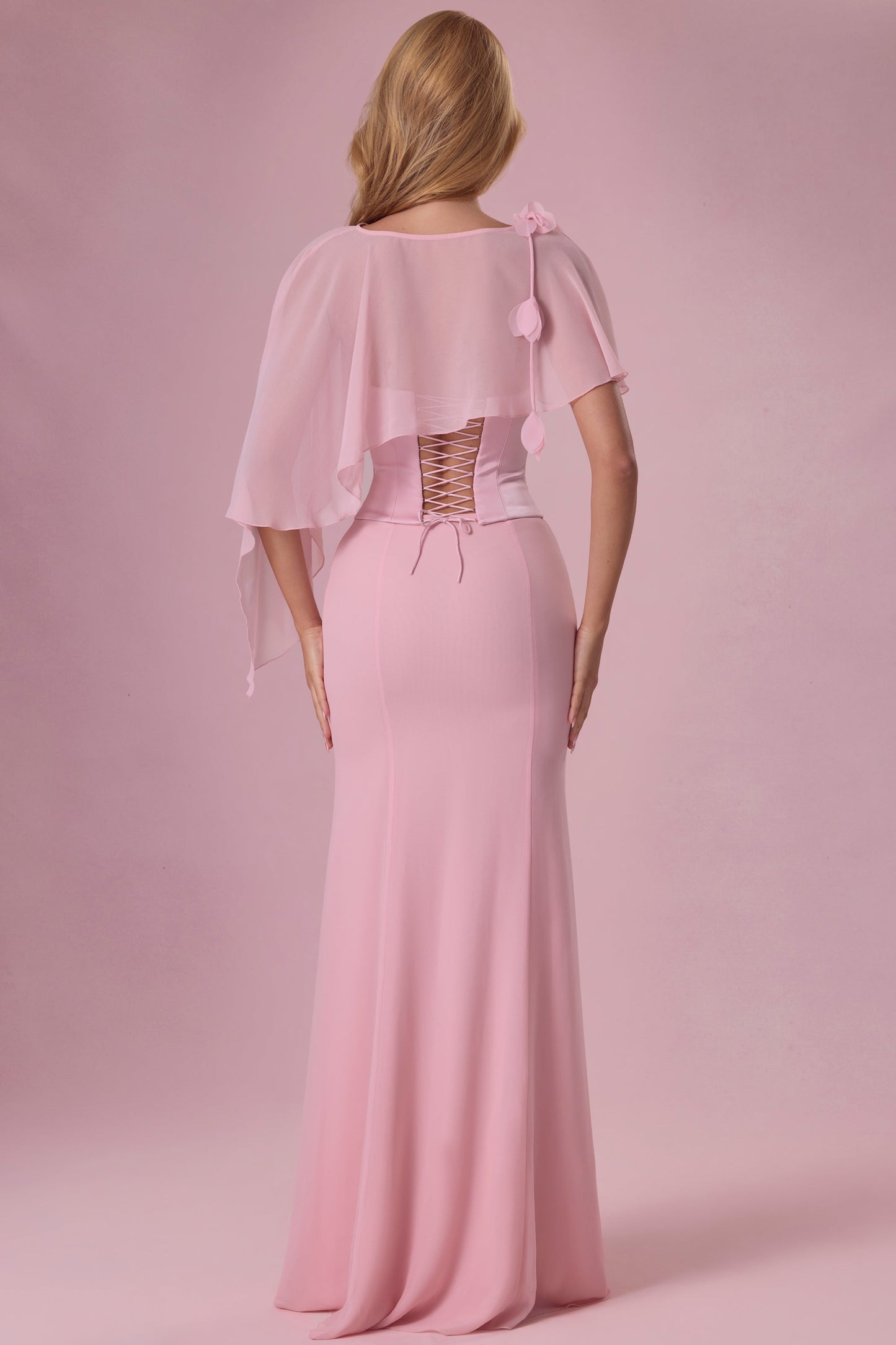 Premium Chiffon Cape in Blush Pink