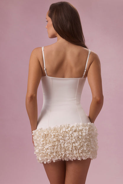 Premium Satin Mini Dress in Ivory