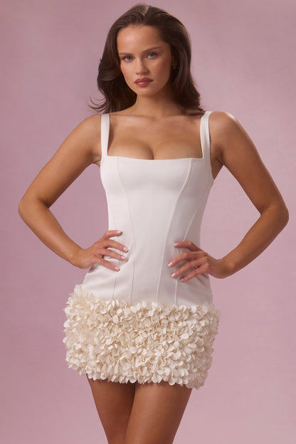 Premium Satin Mini Dress in Ivory