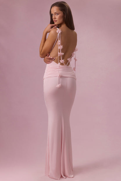 Premium Jersey Draped Gown in Baby Pink
