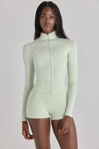 Soft Active Zip-Up Jacket in Sage Marl