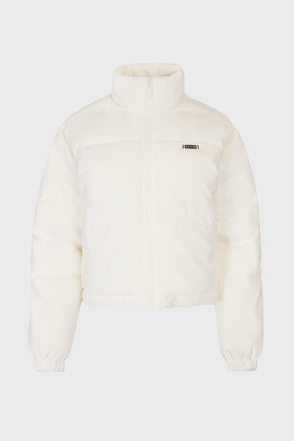 Corduroy Quilted Puffer Jacket in Ivory