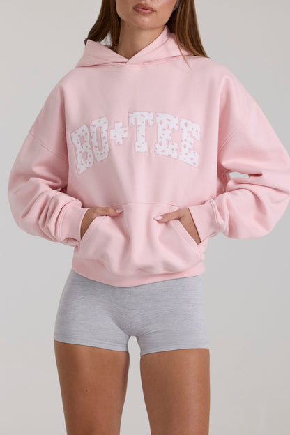 Oversized Applique Hoodie in Blush