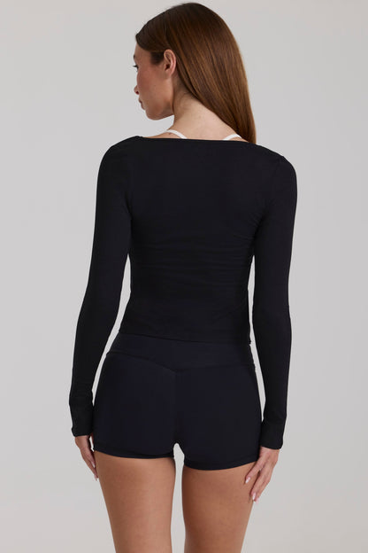 Modal Tie-Front Top in Black
