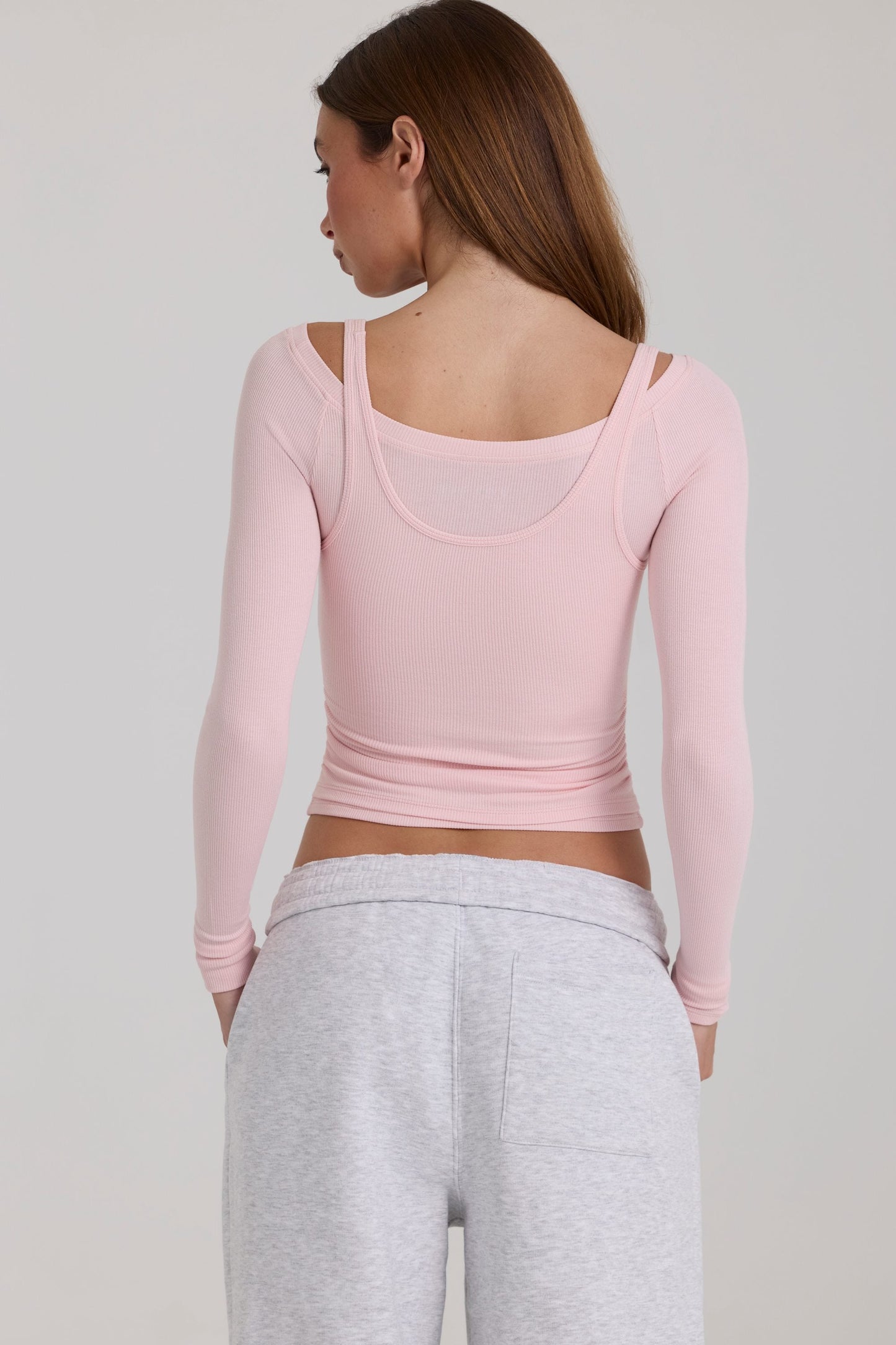 Modal Layered Top  in Blush Marl
