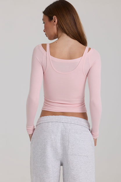 Modal Layered Top  in Blush Marl