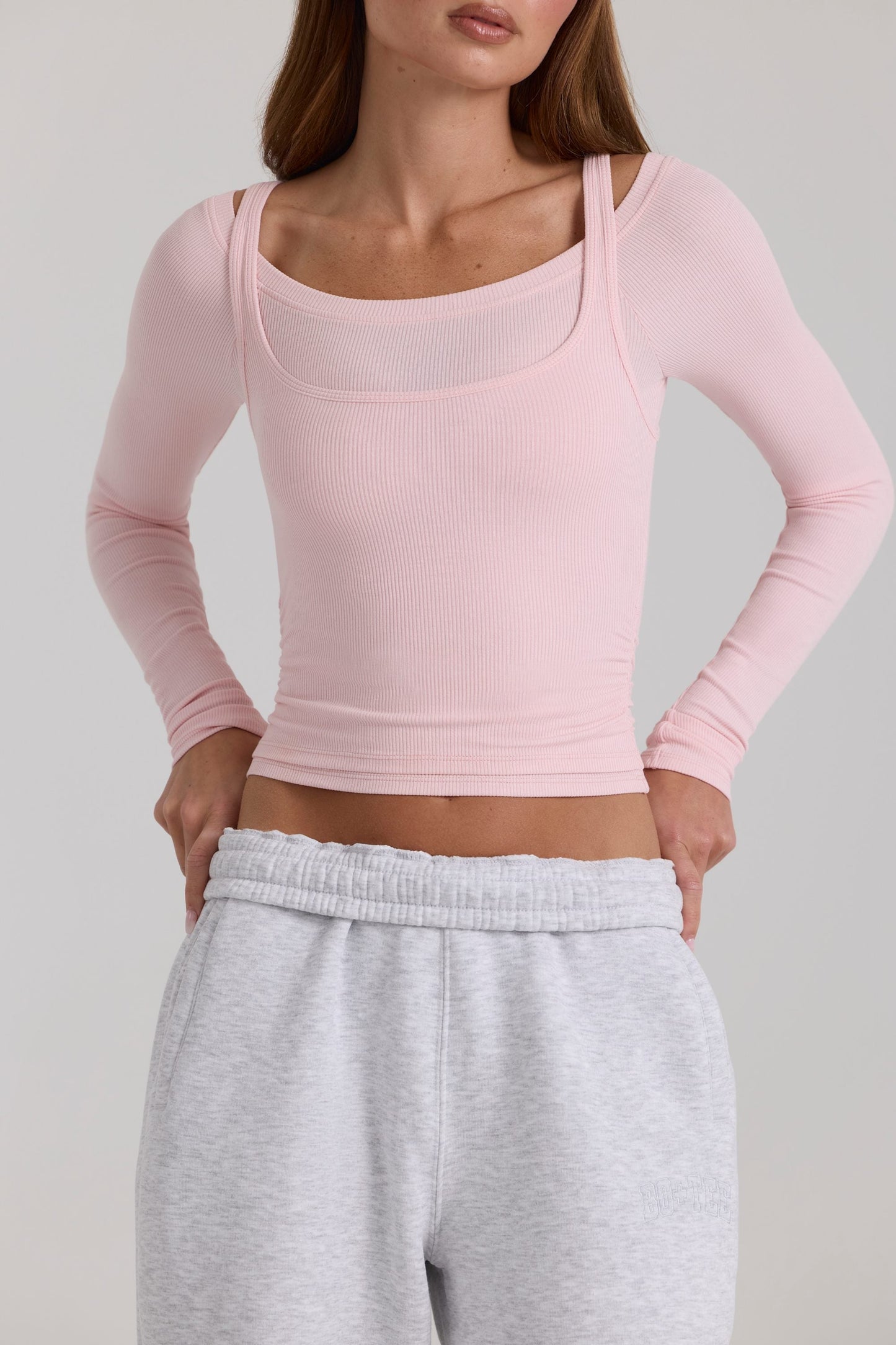 Modal Layered Top  in Blush Marl