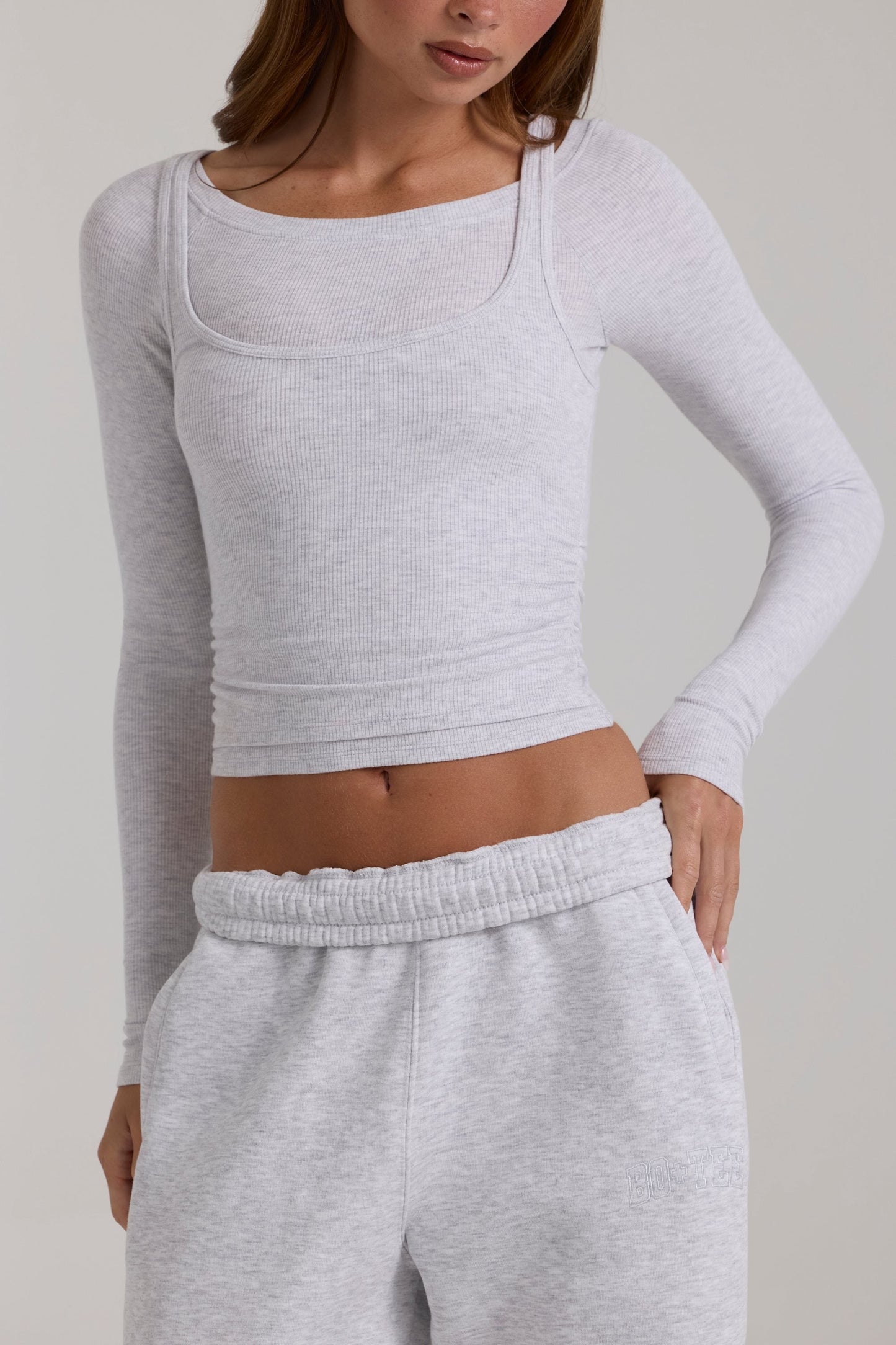 Modal Layered Top in Grey Marl