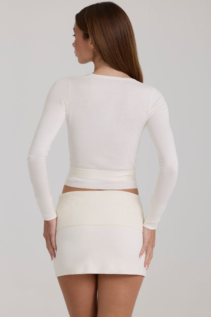 Soft Knit Mini Skirt in Ivory