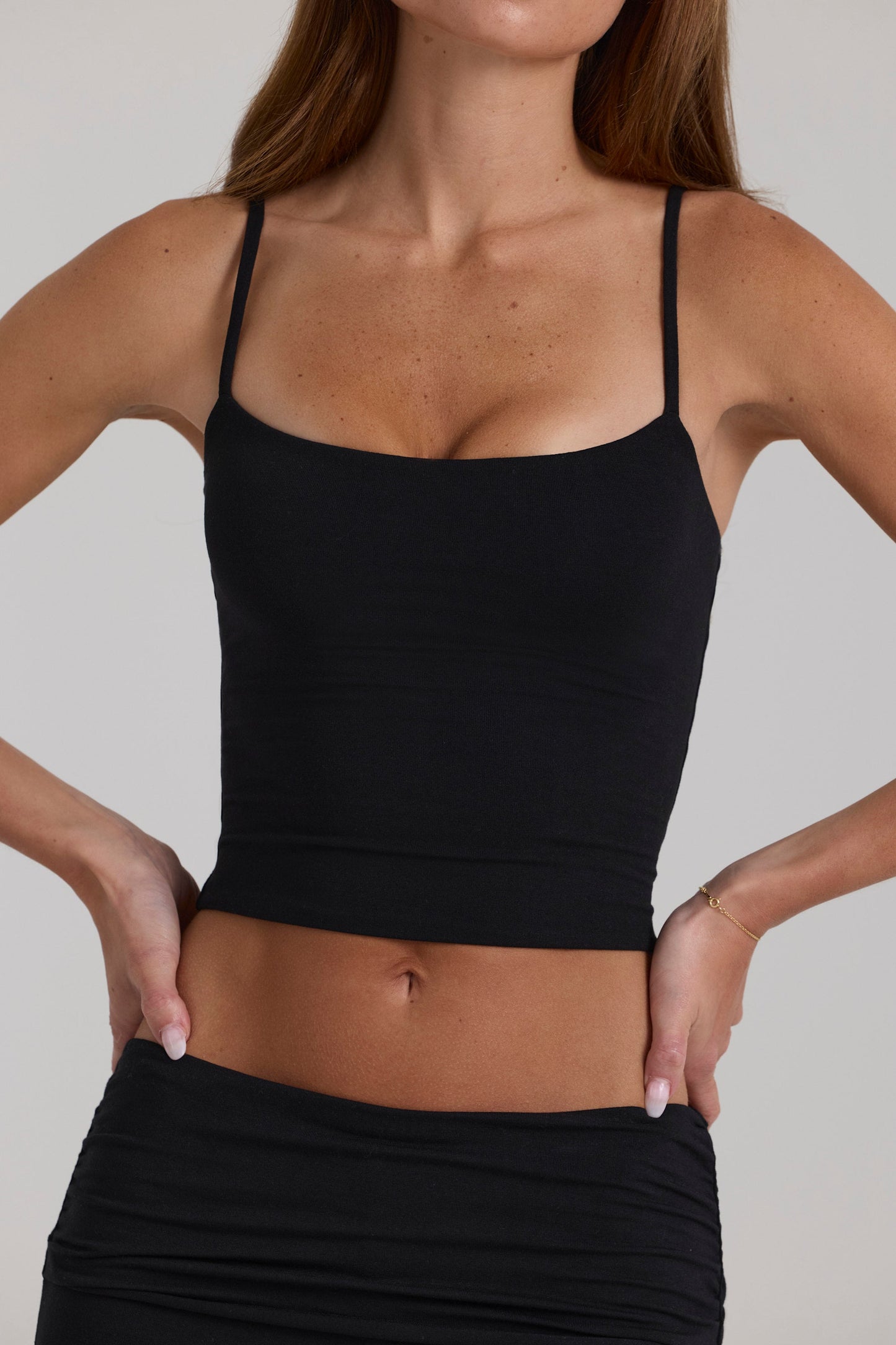 Modal Cropped Tank Top in Black