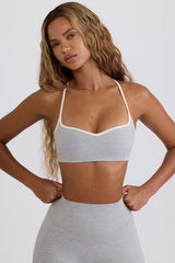Soft Active Sweetheart-Neck Sports Bra in Grey