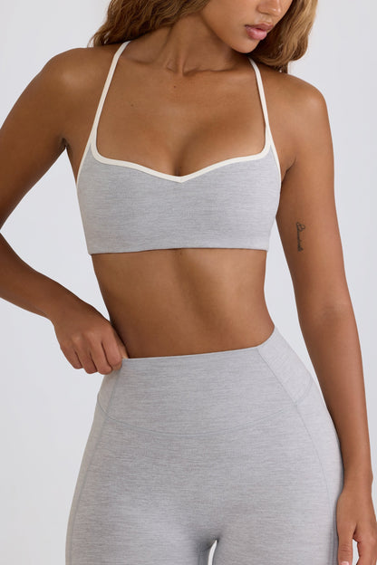 Soft Active Sweetheart-Neck Sports Bra in Grey