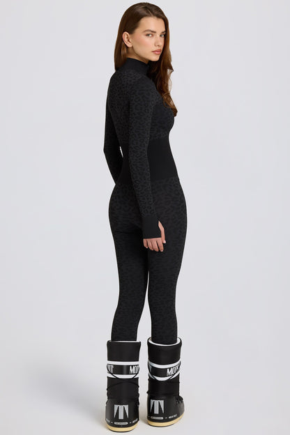 Thermal Base-Layer Jumpsuit in Black Leopard
